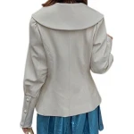 Womens Timeless Style Outwear Real Lambskin Beige Leather Top