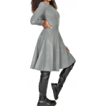 Lace Up Back Grey Leather Mini Dress