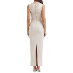 Off White Leather Maxi Dress