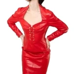Red Leather Lace Up Corset Dress