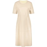 Round Neck Leather Dress Cream