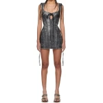 Sweetheart Neck Vintage Black Leather Minidress