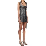 Sweetheart Neck Vintage Black Leather Minidress