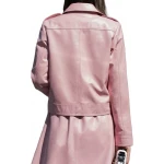 Womens Fabulous Outwear Dress Real Lambskin Pink Leather Top And Skirt