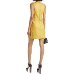 Yellow Cutout Leather Mini Dress