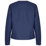 Collarless Blue Leather Jacket