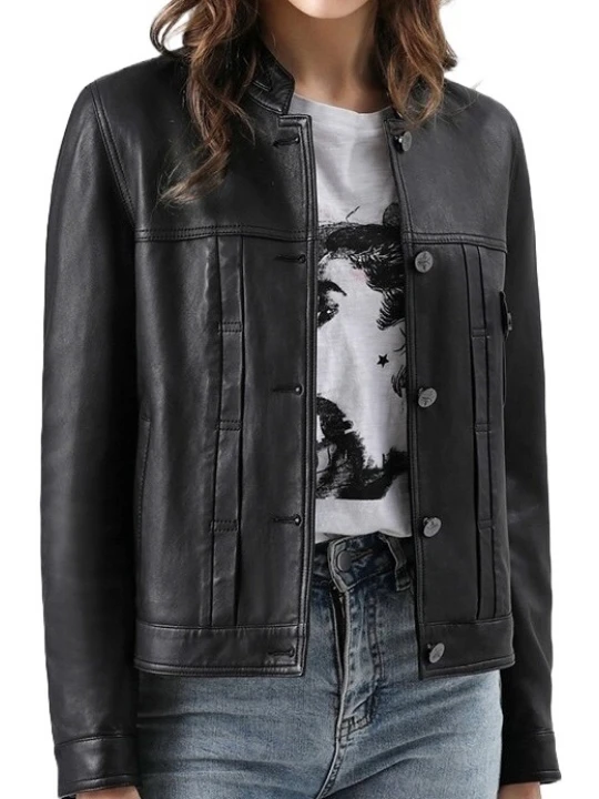 Cool Look Girls Real Sheepskin Black Leather Jacket