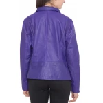 Dart Detailing Blue Leather Jacket