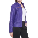 Dart Detailing Blue Leather Jacket