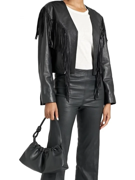Fringed Black Leather Jacket