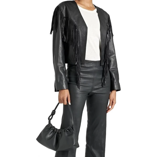 Fringed Black Leather Jacket