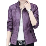 Girls Beautifully Crafted Original Lambskin Purple Leather Jacket Coat