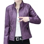 Girls Beautifully Crafted Original Lambskin Purple Leather Jacket Coat