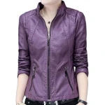 Girls Beautifully Crafted Original Lambskin Purple Leather Jacket Coat
