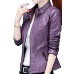 Girls Beautifully Crafted Original Lambskin Purple Leather Jacket Coat