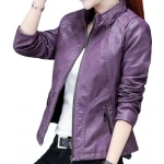 Girls Beautifully Crafted Original Lambskin Purple Leather Jacket Coat