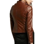 Girls Fabulous Design Real Sheepskin Brown Leather Jacket