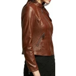 Girls Fabulous Design Real Sheepskin Brown Leather Jacket