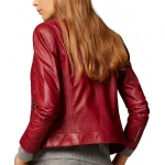 Girls New Look Collarless Real Lambskin Red Leather Jacket