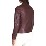 High Collar Brown Leather Jacket
