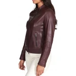 High Collar Brown Leather Jacket