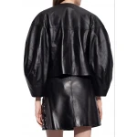 Metal Rings Detailing Black Leather Jacket