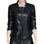 New Trendy Ladies Original Lambskin Black Leather Jacket