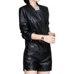 New Trendy Ladies Original Lambskin Black Leather Jacket