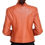 New Trendy Ladies Original Lambskin Brown Leather Jacket