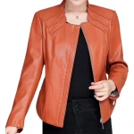 New Trendy Ladies Original Lambskin Brown Leather Jacket
