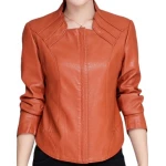 New Trendy Ladies Original Lambskin Brown Leather Jacket