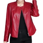 New Trendy Ladies Original Lambskin Red Leather Jacket