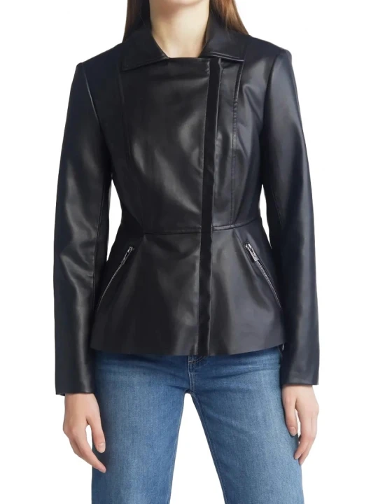 Peplum Black Leather Jacket
