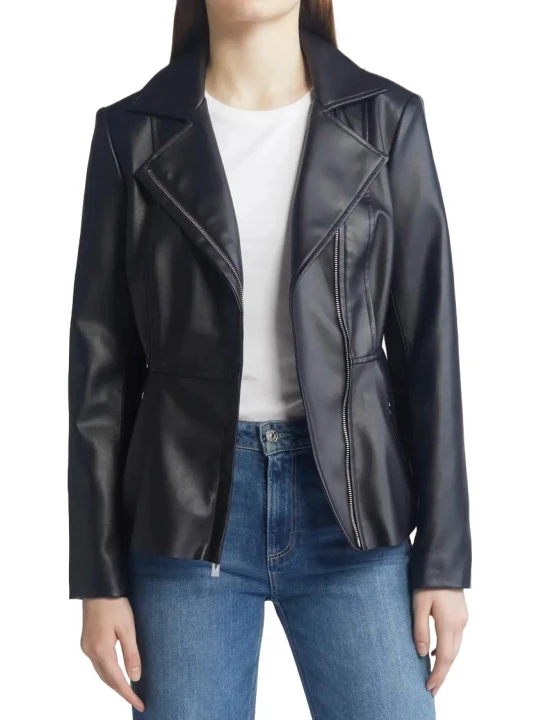Peplum Black Leather Jacket