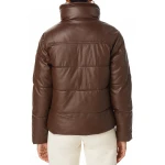 Puffer Brown Leather Jacket