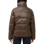 Puffer Brown Leather Jacket