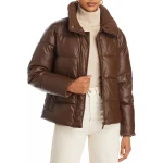 Puffer Brown Leather Jacket