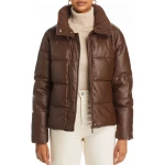 Puffer Brown Leather Jacket