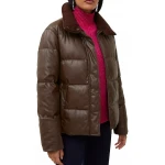Puffer Brown Leather Jacket