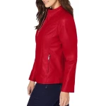 Red Leather Jacket With Zip Front