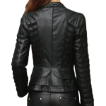 Womens Designer Genuine Lambskin Black Leather Jacket Coat