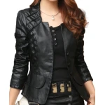 Womens Designer Genuine Lambskin Black Leather Jacket Coat