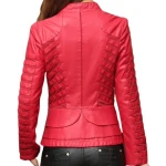 Womens Designer Genuine Lambskin Red Leather Jacket Coat