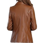 Womens Unique Fashion Real Goatskin Brown Leather Jacket Coat