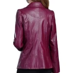 Womens Unique Fashion Real Goatskin Purple Leather Jacket Coat