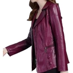 Womens Unique Fashion Real Goatskin Purple Leather Jacket Coat