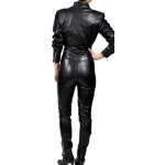 Womens Elegant Original Sheepskin Black Leather Jumpsuit