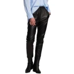 Black Leather Pants With Elasticated Drawstring Waist