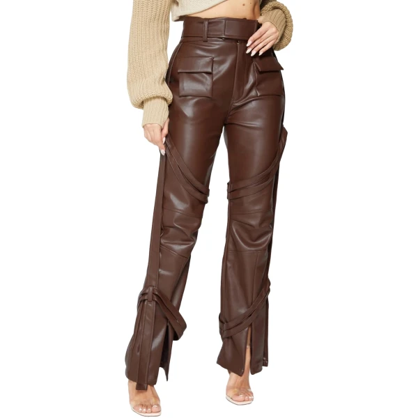 Brown Leather Carpenter Cargo Trousers