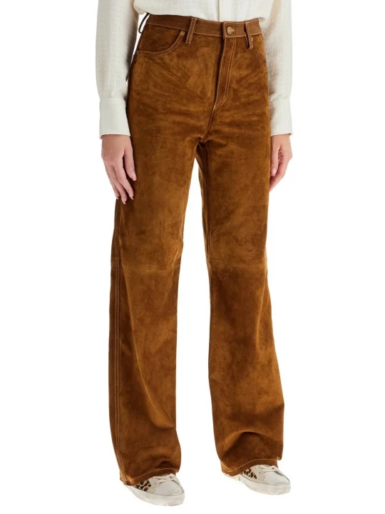 Camel Suede Leather Pants